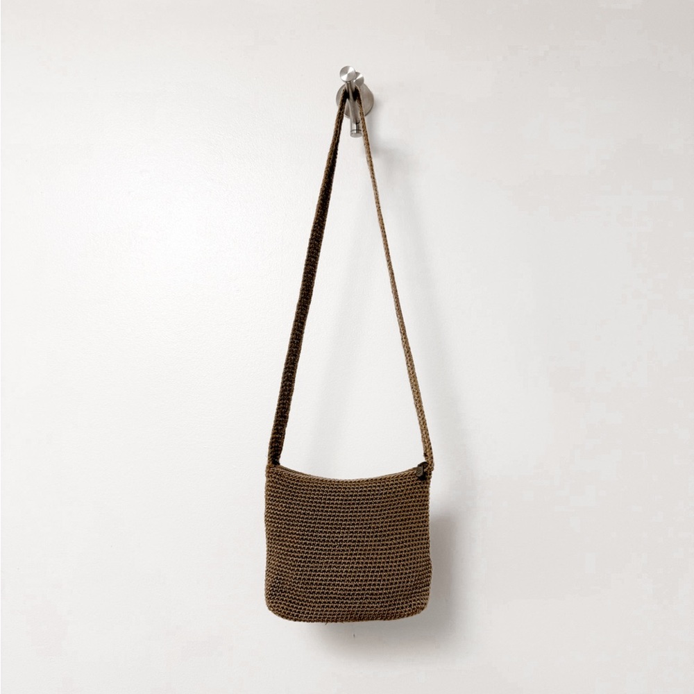 The Sak Crochet Shoulder Sling Bag Y2K Textile Everyday Handbag Medium‎ Brown